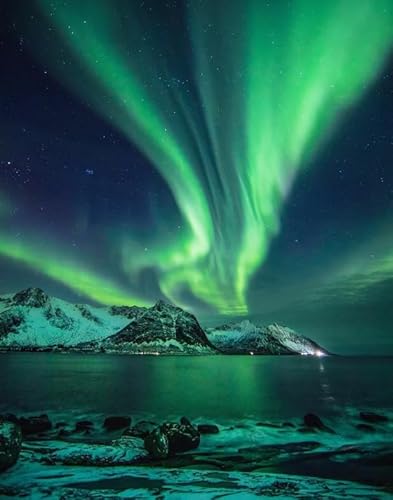 2000 Teile Puzzle Landschaft Auroras Poster für Spaß Puzzle für Erwachsene Spielzeug Familie Stressabbau Spiele Qz606Yk 70x100CM von KUTDE