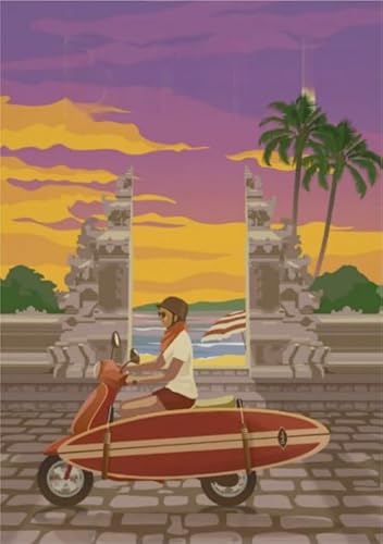 Puzzle 1000 Teile Indonesien Retro Reisekunstposter für Erwachsene und Familien, Dekompressionsspielzeug, Xq546Zy, 50 x 70 cm von KUTDE