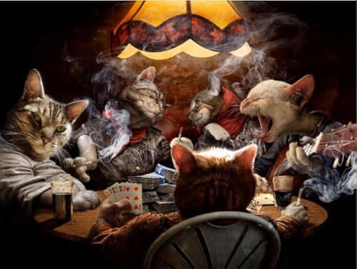 Puzzle 1000 Teile Katzen Spielkarten Kunstposter für Erwachsene Familienspiele Lernspielzeug Qw283Zp 50x70CM von KUTDE