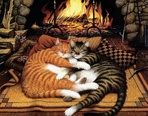 Puzzle 1000 Teile Tier Retro Malerei Katzen Kunst Poster Puzzles Lernspielzeug für Erwachsene Qw59Zp 50x70CM von KUTDE