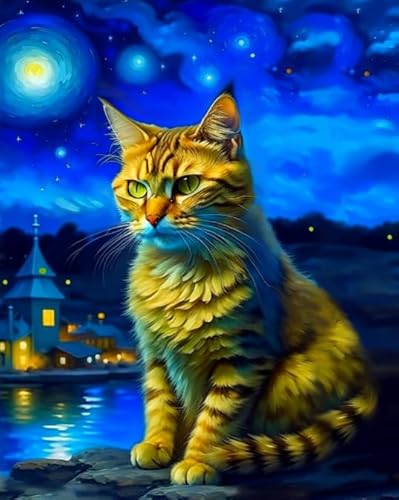 Puzzle 1000 Teile Tierkatze Buntes Kunstposter für Erwachsene und Familien, Dekompressionsspielzeug, Xq505Zy, 50 x 70 cm von KUTDE