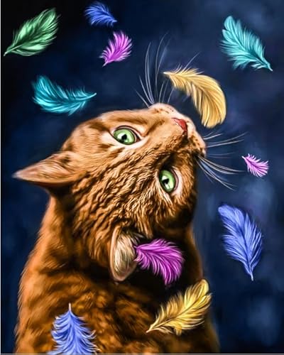 Puzzle 1000 Teile Tierkatze Buntes Kunstposter für Erwachsene und Familien, Dekompressionsspielzeug, Xq506Zy, 50 x 70 cm von KUTDE