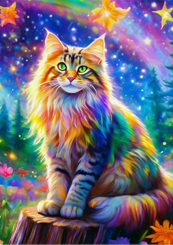 Puzzle 1000 Teile Tierkatze Buntes Kunstposter für Erwachsene und Familien, Dekompressionsspielzeug, Xq509Zy, 50 x 70 cm von KUTDE