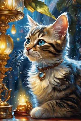 Puzzle 1000 Teile Tierkatze Buntes Kunstposter für Erwachsene und Familien, Dekompressionsspielzeug, Xq510Zy, 50 x 70 cm von KUTDE