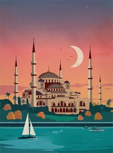 Puzzle 1000 Teile Türkisches Retro-Reisekunstplakat für Erwachsene Lernspielzeug Puzzles Xq590Zy 26x38CM von KUTDE