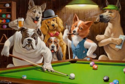 Puzzle 2000 Teile Lustige Hunde Kunstposter Puzzle für Erwachsene Familiendekompressionsspiele Gt84Zw 70x100CM von KUTDE