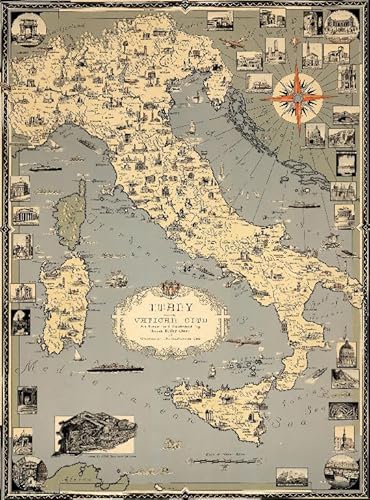 Puzzle 2000 Teile Vintage Italien Kartenposter Puzzle für Erwachsene und Familien, Dekompressionsspiele Qw276Zp 70x100CM Puzzle 2000 Teile Vintage Italien Kartenposter Puzzle für Erwachsene und Familien, Dekompressionsspiele Qw276Zp 70x100CM von KUTDE