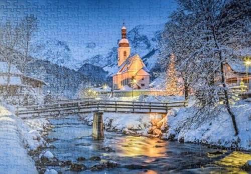 Puzzle 2000 Teile Winter in Deutschland Landschaftsposter Puzzle für Erwachsene Familiendekompressionsspiele Qw13Zp 70x100CM von KUTDE