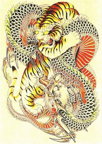 Puzzles 1000 Teile Japanisches Tiger-Kunstposter für Erwachsene Familienspiele Lernspielzeug Gt295Zw 26x38CM von KUTDE