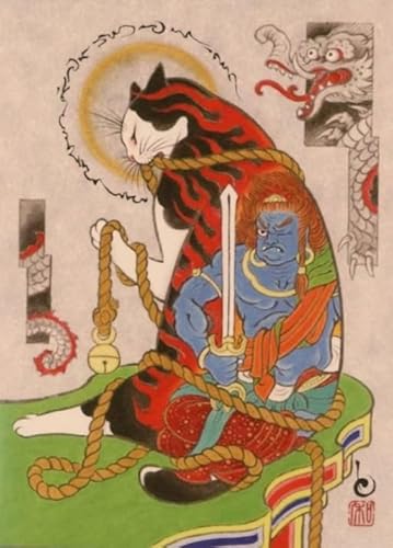 Xq644Zy Abstraktes Japanisches Kunstposter mit tätowierter Katze, für Erwachsene, Familien-Lernspielzeug, 1000 Stück, 50 x 70 cm von KUTDE