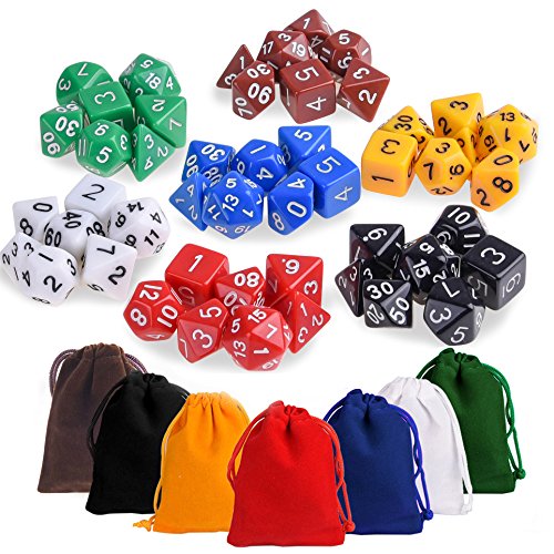 KUUQA 49 Stück Polyedrische Würfel 7 Farbe Komplettset Spiel Würfel Für Party KUUQA 49 Stück Polyedrische Würfel 7 Farbe Komplettset Spiel Würfel Für Party von KUUQA