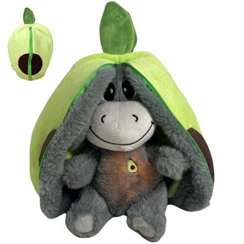 KUWUNG Atmendes Kuscheltier, Schlafender Plüsch Esel Kuscheltier, Unsichtbarer Klettverschluss zum Einfachen Abnehmen und Waschen, Esel Spielzeug Stressabbau Stofftier Für Schlafende Kinder von KUWUNG