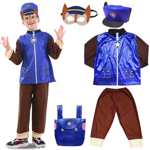 KUWUNG Chase Kostüm Kinder, 5-Teiliges Faschingskostüme Kinder Jungen, Halloween Kostüm Cosplay Kleidung für 2-4 Jahre Jungen Höhe 90-105cm von KUWUNG