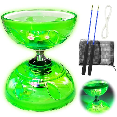 KUWUNG Diabolo Freiläufer mit kugellager Dreifache Lagerung Set, 4,5mm Diabolo Leuchtend im Dunkeln Freizeitsport Kinder Jonglierspielzeug mit Handstäben für Kinder & Erwachsene KUWUNG Diabolo Freiläufer mit kugellager Dreifache Lagerung Set, 4,5mm Diabolo Leuchtend im Dunkeln Freizeitsport Kinder Jonglierspielzeug mit Handstäben für Kinder & Erwachsene von KUWUNG