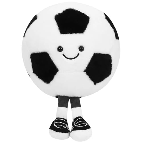 KUWUNG Fussball Kuscheltier, 25cm Fußball Plüsch, Weiche Flauschige Fußball Kissen, Fussball Geschenke Jungen Mädchen, Fußballdekoration von KUWUNG