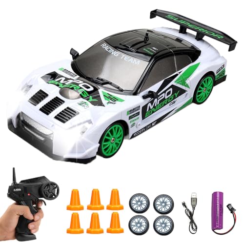 KUWUNG RC Drift Car, 1:24 Drift Auto Ferngesteuert mit Led Leuchten, 2,4 GHz Mini RC Drift Car, 30km/h, 4WD Spielzeugauto für Kinde und Rennsport Begeisterter von KUWUNG