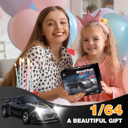 KUWUNG RC Drift Car Mini, 1:64 Drift Auto Ferngesteuert, 2,4Ghz 4WD Spielzeugauto Drift RC Car Racing Cars mit Licht Geschenke für ab 4 5 6 7 8 Jahre Ferngesteuertes Auto Jungen Mädchen und Erwachsene von KUWUNG
