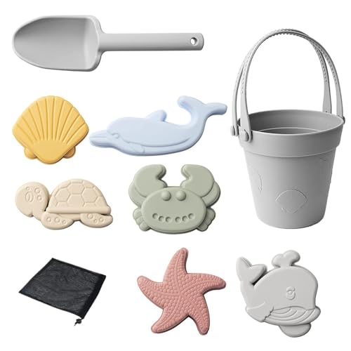 KUWUNG Sandspielzeug Set Silikon, Sandkasten Spielzeug aus Silikon, Sandspielzeug-Schaufel und Eimer-Set, Nachhaltiges Sandeimer Tier Sandförmchen, Strandspielzeug Set für Jungen Mädchen, Grau KUWUNG Sandspielzeug Set Silikon, Sandkasten Spielzeug aus Silikon, Sandspielzeug-Schaufel und Eimer-Set, Nachhaltiges Sandeimer Tier Sandförmchen, Strandspielzeug Set für Jungen Mädchen, Grau von KUWUNG
