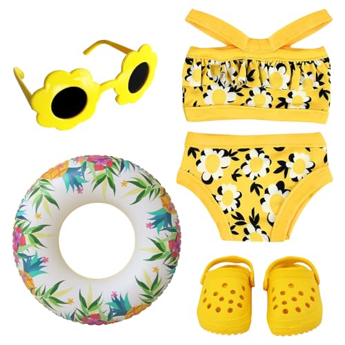 KUWUNG Schwimm-Set für Puppen, Sommer Puppenkleidung Puppenzubehör Kleidung Outfits für Baby Puppen Schwimmset für Puppen mit Badeanzug Schwimmring Sonnenbrille Clogs für 35-45 cm New Born Baby Puppen KUWUNG Schwimm-Set für Puppen, Sommer Puppenkleidung Puppenzubehör Kleidung Outfits für Baby Puppen Schwimmset für Puppen mit Badeanzug Schwimmring Sonnenbrille Clogs für 35-45 cm New Born Baby Puppen von KUWUNG