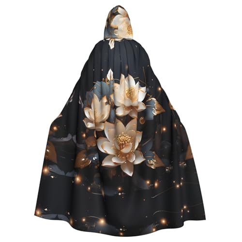 KVCBUYK Böhmischer goldener Lotusdruck Halloween Erwachsene Kapuzenumhang für Partys und Kostüme mit Fliege und super großer Kapuze KVCBUYK Böhmischer goldener Lotusdruck Halloween Erwachsene Kapuzenumhang für Partys und Kostüme mit Fliege und super großer Kapuze von KVCBUYK