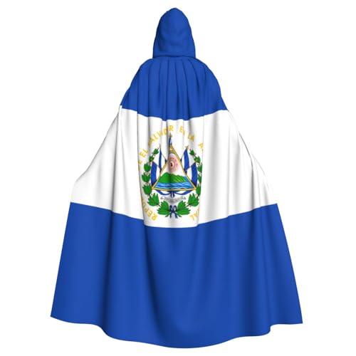KVCBUYK El Salvador Prints Halloween Erwachsene Kapuzenumhang für Partys und Kostüme mit Fliege und super großer Kapuze von KVCBUYK