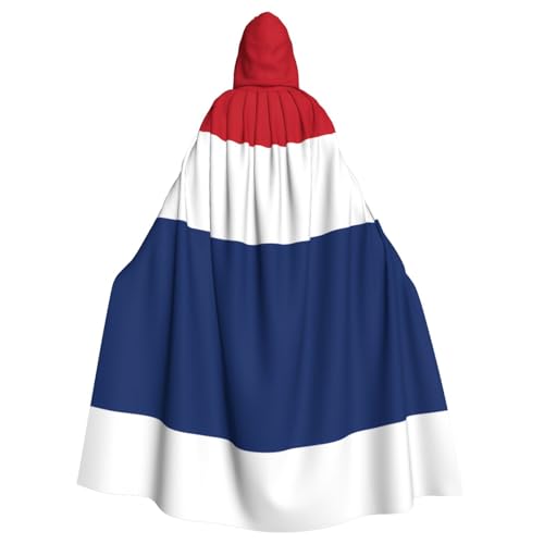 KVCBUYK Halloween-Kapuzenumhang mit niederländischer Flagge, für Partys und Kostüme, mit Fliege und super großer Kapuze von KVCBUYK