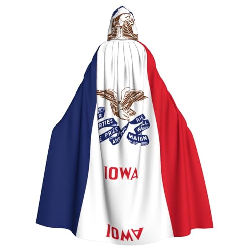 KVCBUYK Iowa Kapuzenumhang mit Staatsflagge für Halloween, Erwachsene, für Partys und Kostüme, mit Fliege und super großer Kapuze KVCBUYK Iowa Kapuzenumhang mit Staatsflagge für Halloween, Erwachsene, für Partys und Kostüme, mit Fliege und super großer Kapuze von KVCBUYK