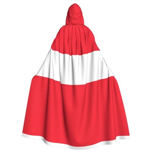 KVCBUYK Kapuzenumhang mit Österreichischer Flagge, für Halloween, Erwachsene, für Partys und Kostüme, mit Fliege und super großer Kapuze von KVCBUYK
