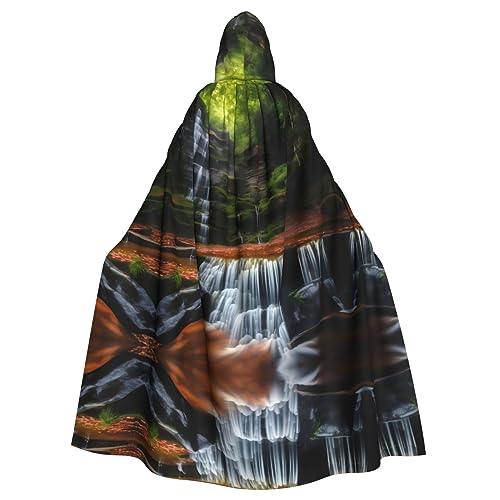 KVCBUYK Kapuzenumhang mit Wasserfall-Ansicht, für Halloween, Erwachsene, für Partys und Kostüme, mit Fliege und super großer Kapuze von KVCBUYK