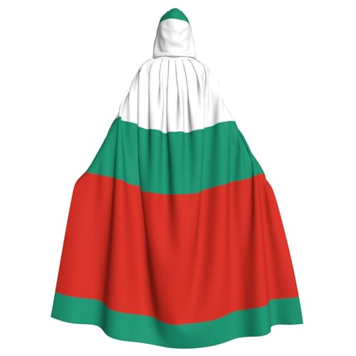 KVCBUYK Kapuzenumhang mit bulgarischer Flagge, für Halloween, Erwachsene, für Partys und Kostüme, mit Fliege und super großer Kapuze von KVCBUYK