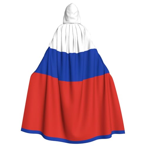KVCBUYK Kapuzenumhang mit russischer Flagge, Halloween, Erwachsene, für Partys und Kostüme, mit Fliege und super großer Kapuze KVCBUYK Kapuzenumhang mit russischer Flagge, Halloween, Erwachsene, für Partys und Kostüme, mit Fliege und super großer Kapuze von KVCBUYK