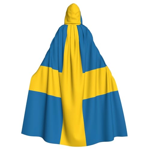 KVCBUYK Kapuzenumhang mit schwedischer Flagge, für Halloween, Erwachsene, für Partys und Kostüme, mit Fliege und super großer Kapuze KVCBUYK Kapuzenumhang mit schwedischer Flagge, für Halloween, Erwachsene, für Partys und Kostüme, mit Fliege und super großer Kapuze von KVCBUYK