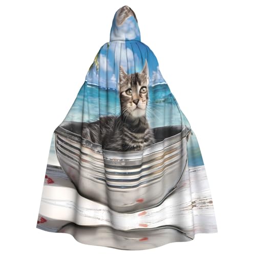 KVCBUYK Katze im Becken bedruckt Halloween Erwachsene Kapuzenumhang für Partys und Kostüme mit Fliege und super großer Kapuze KVCBUYK Katze im Becken bedruckt Halloween Erwachsene Kapuzenumhang für Partys und Kostüme mit Fliege und super großer Kapuze von KVCBUYK