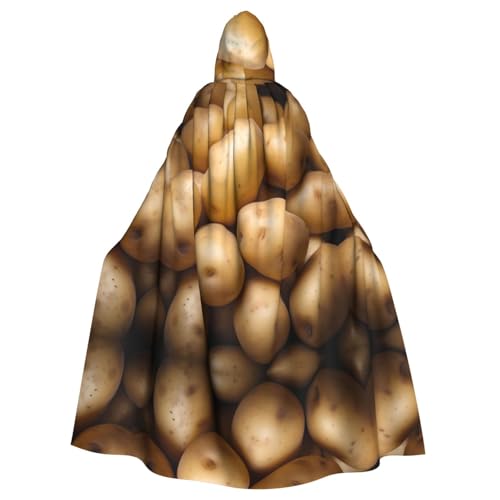 KVCBUYK Potato Prints Halloween Kapuzenumhang für Erwachsene für Partys und Kostüme mit Fliege und super großer Kapuze von KVCBUYK