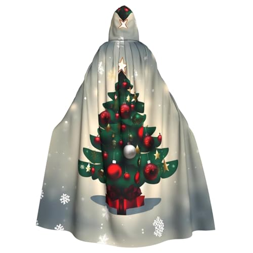 KVCBUYK Weihnachtsgeschenk, Baumdrucke, Halloween, Erwachsenen-Kapuzenumhang für Partys und Kostüme, mit Fliege und super großer Kapuze von KVCBUYK
