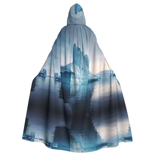 KVCBUYK icebergs Prints Halloween Erwachsene Kapuzenumhang für Partys und Kostüme mit Fliege und super großer Kapuze von KVCBUYK