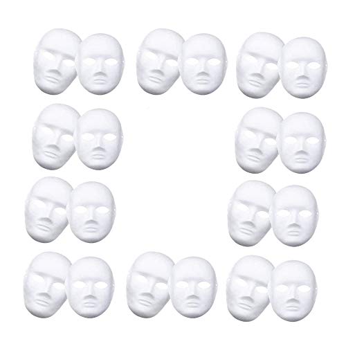 KVSERT Weiße Maske, 12 Stück Vollmaske, blanko, DIY-Maske, Tanz, Cosplay, Party, einfarbige Maskerade, Papiermaske zum Dekorieren von KVSERT