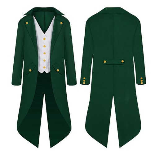 2024 Herren Gothic Mittelalterlich Steampunk Frack Vintage Viktorianisch Piraten Jacke Hoher Kragen Mantel Halloween Kostüm 2024 Herren Gothic Mittelalterlich Steampunk Frack Vintage Viktorianisch Piraten Jacke Hoher Kragen Mantel Halloween Kostüm von KWCLTH