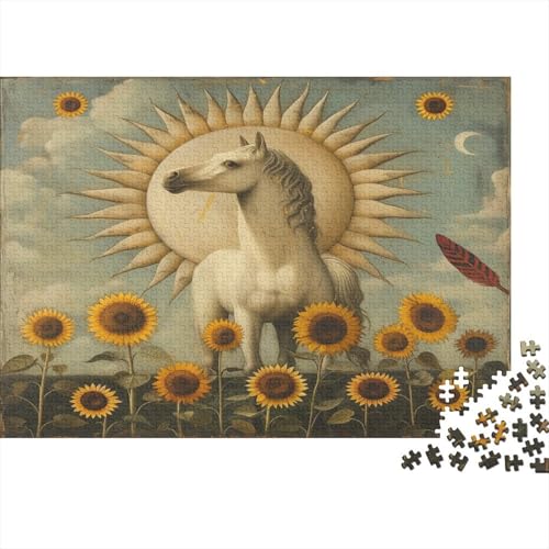 1000pcs (75x50cm) Puzzles, Puzzles Für Erwachsene Und Teenager Sonne, weißes Pony von KWFYBEHZ