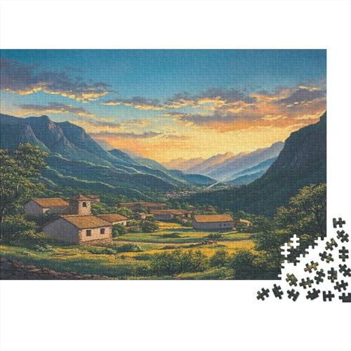 1000pcs (75x50cm) Puzzles, Puzzles Für Erwachsene Und Teenager Sonnenaufgang in Einer kleinen Bergstadt von KWFYBEHZ
