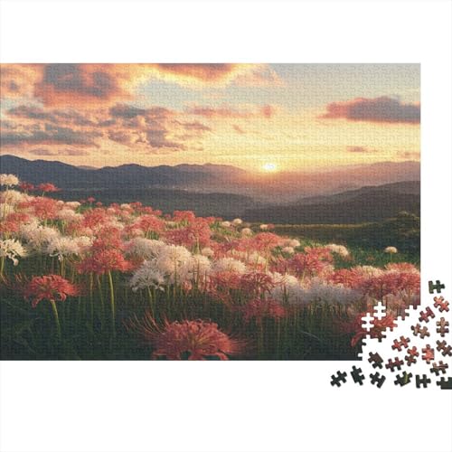 Blühende Tradescantia Puzzle 1000pcs (75x50cm) Erwachsene Berge at Sonnenuntergang Puzzle,Home Decor von KWFYBEHZ