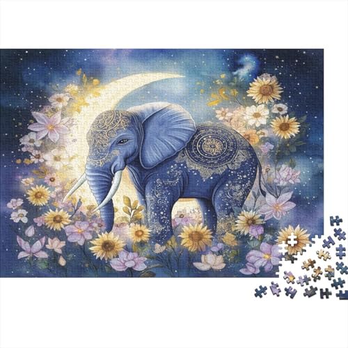 DIY Puzzles 1000pcs (75x50cm) Für Erwachsene Böhmischer Elefant Puzzles Für Erwachsene Puzzle-Lernspiele Halbmond von KWFYBEHZ