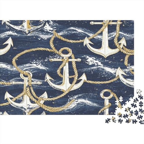 DIY Puzzles 1000pcs (75x50cm) Für Erwachsene Nautisches Thema Puzzles Für Erwachsene Puzzle-Lernspiele Ankerseile Wellenmuster von KWFYBEHZ
