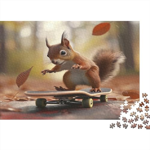 Eichhörnchen,Puzzles Skateboard Gemusterte Nachhaltige Puzzles Für Erwachsene Hochwertige Holzspielpuzzles 1000pcs (75x50cm) von KWFYBEHZ