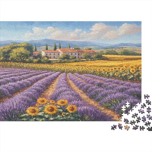 Lavendel Rätsel Für Erwachsene |Sonnenblume Feld| 1000pcs (75x50cm) Puzzles Lernspiele Home Decor Puzzles von KWFYBEHZ