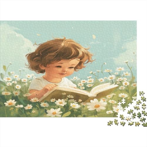 Little Mädchen Rätsel Für Erwachsene |Reading Among The Blumen| Familienspaß-Puzzles 1000pcs (75x50cm) Erwachsene von KWFYBEHZ