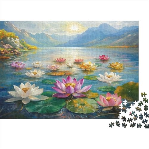 Lotusblüten auf dem Wasser Puzzle 1000pcs (75x50cm) Erwachsene Berge Sonne Puzzle,Home Decor von KWFYBEHZ