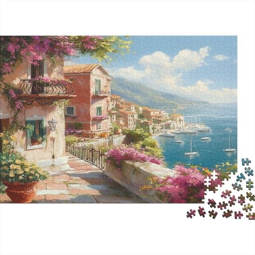 Mediterrane Stadt Rätsel Für Erwachsene |Blumen| 1000pcs (75x50cm) Puzzles Lernspiele Home Decor Puzzles von KWFYBEHZ