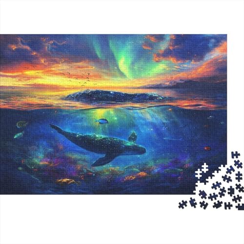 Meeresleben 1000pcs (75x50cm) Puzzle Für Erwachsene Aurora and Schöner Sonnenuntergangs Rätsel,Schwieriges Rätsel,DIY Geschicklichkeitsspiele Für Die Ganze Familie von KWFYBEHZ