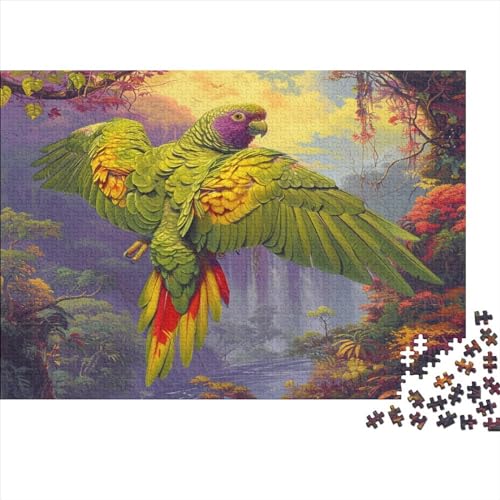 Papagei,Puzzles Romantischer Flussblick Gemusterte Nachhaltige Puzzles Für Erwachsene Hochwertige Holzspielpuzzles 1000pcs (75x50cm) von KWFYBEHZ
